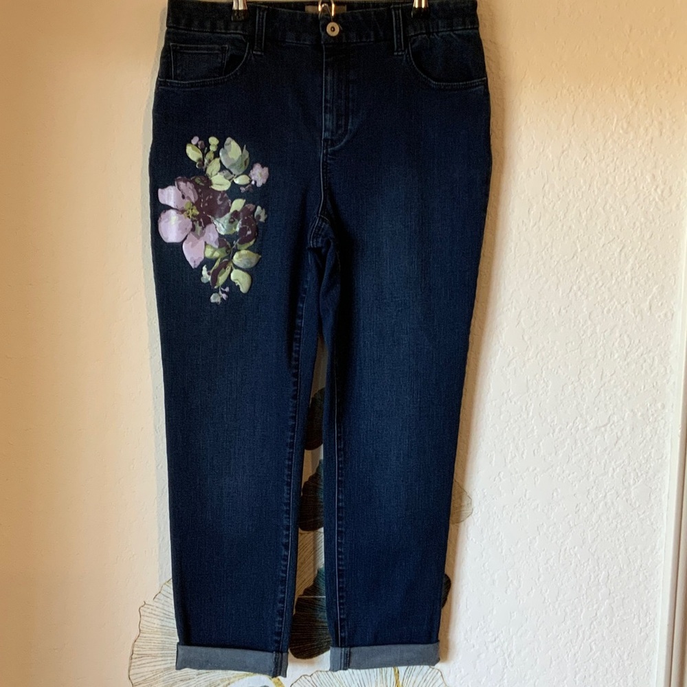 Chico’s Ankle Floral Jeans - Picture 2 of 7